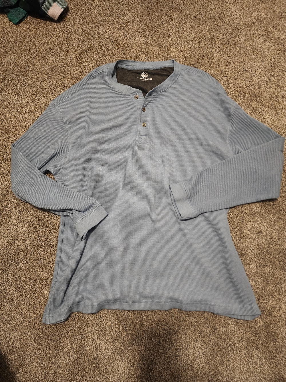 Men's Pale Blue Waffle Henley Long Sleeve Shirt - Casual Layering